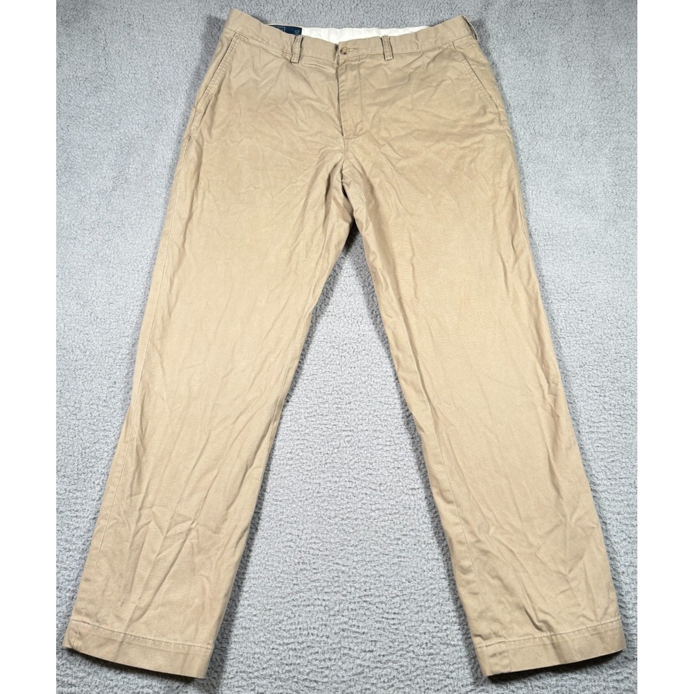 Vintage Polo Ralph Lauren Preston Chinos Mens 36x34 Fits 36x32 Beige Khaki Pants